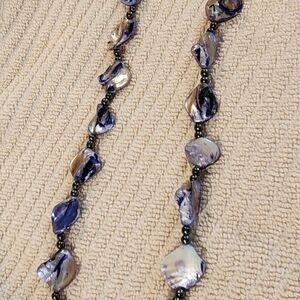 Elegant Blue and Silver Shell Necklace